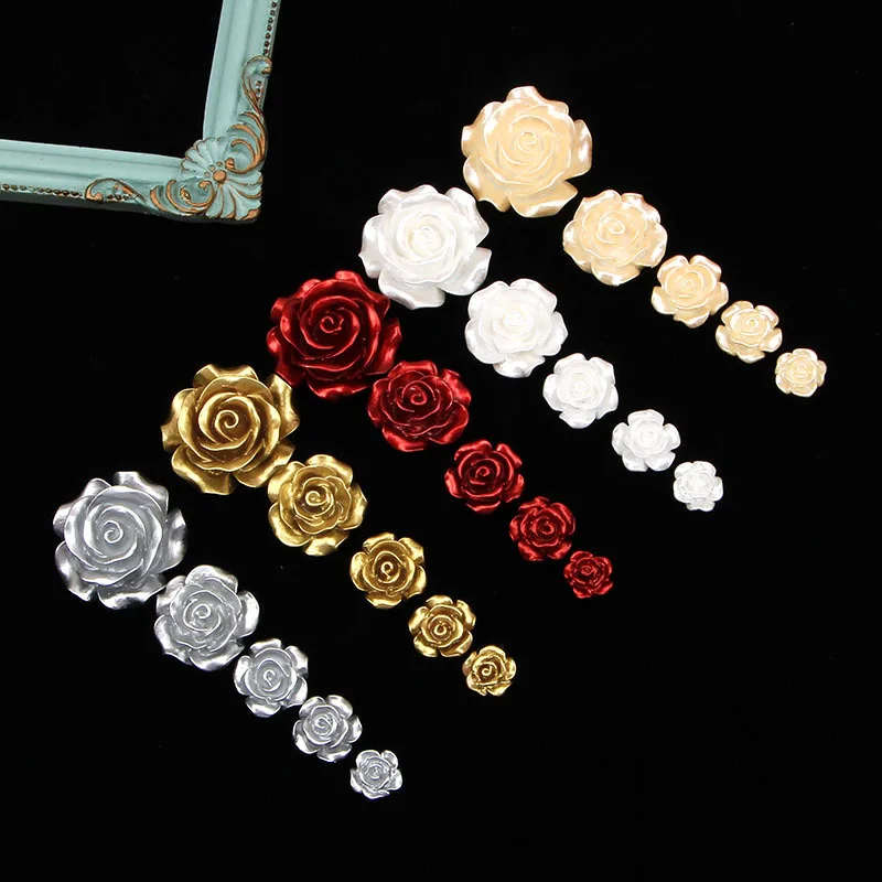 Top Trends: Resin Rose Flower Charms Beads Part For DIY Jewelry Making 10mm-25mm Flatback Roses Cabochons Color Handmade Accessories Supply Shoppable Styles