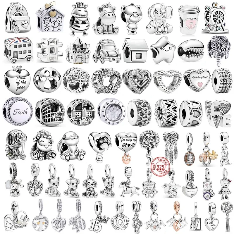 Top Trends: Sterling Silver Number Puppy Castle Beads Pendant Fit Pandora 925 Original Charms Bracelets For Women Gift Fine Jewelry Making Shoppable Styles