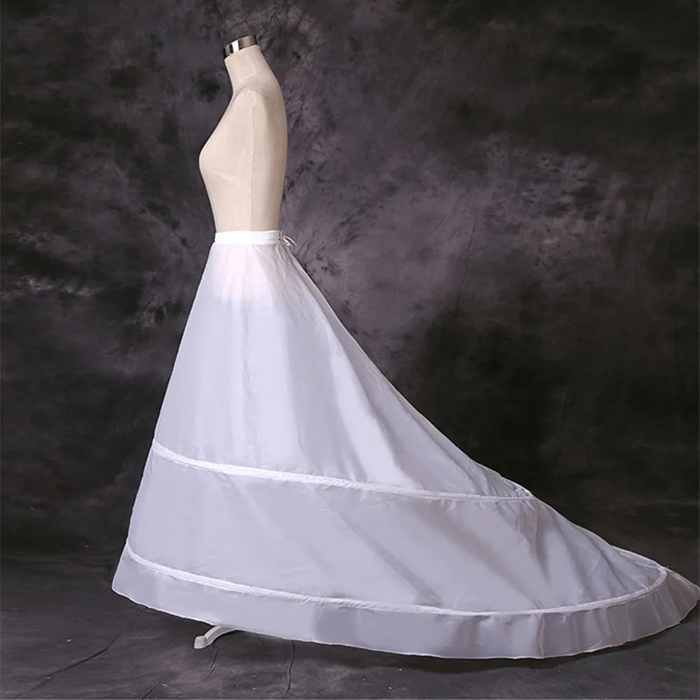 Top Trends: Wedding Accessories Petticoats With Train White 2 Hoops Underskirt Crinoline For Bride Formal Dress In Stock Shoppable Styles