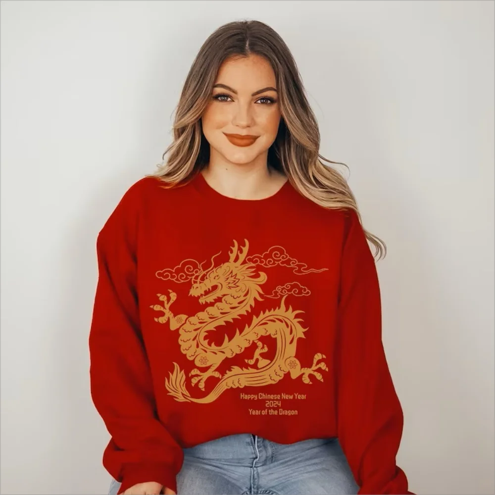 Top Trends: Chinese New Year 2024 Shirt Year Of The Dragon Sweatshirt Astrology Chinese Style Lunar Zodiac Dragon Aesthetic Comfort Pullover Shoppable Styles