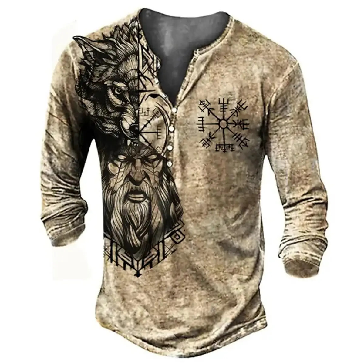 Top Trends: Vintage Men's T-shirt Cotton Tee Graphic T Shirts 3D Printing Long Sleeve Tees Henley Shirts Button Oversized Male Clothing Tops Shoppable Styles