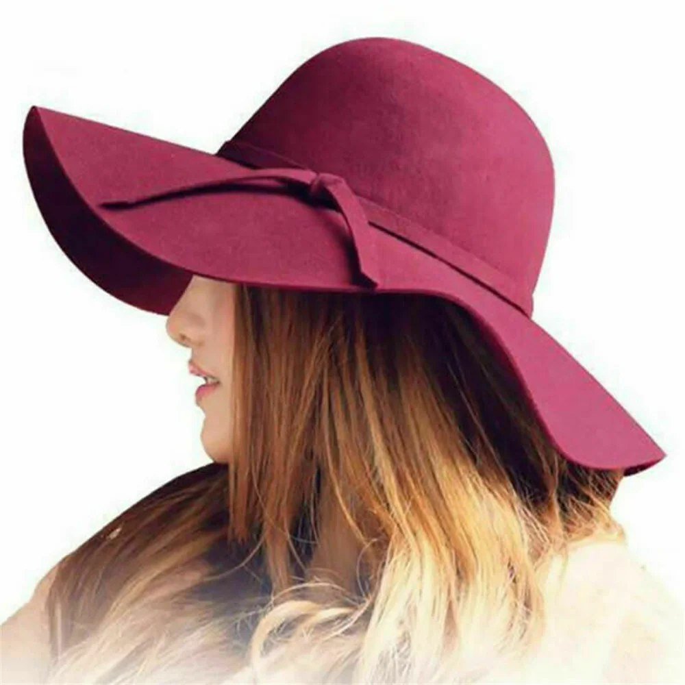 Top Trends: New Autumn Winter Women Girls Bowler Hats Elegant Soft Vintage Felt Fedoras Fashion Solid Ladies Floppy Hat Wide Brim Dome Cap Shoppable Styles