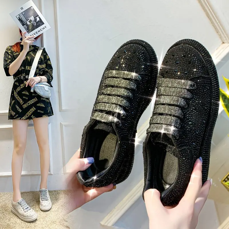 Top Trends: Luxury Crystal Women Causal Shoes Designer Platform Woman-shoes Belt Diamond Casual Sports Shoes Rhinestone Fashion Heels 35-42 Shoppable Styles