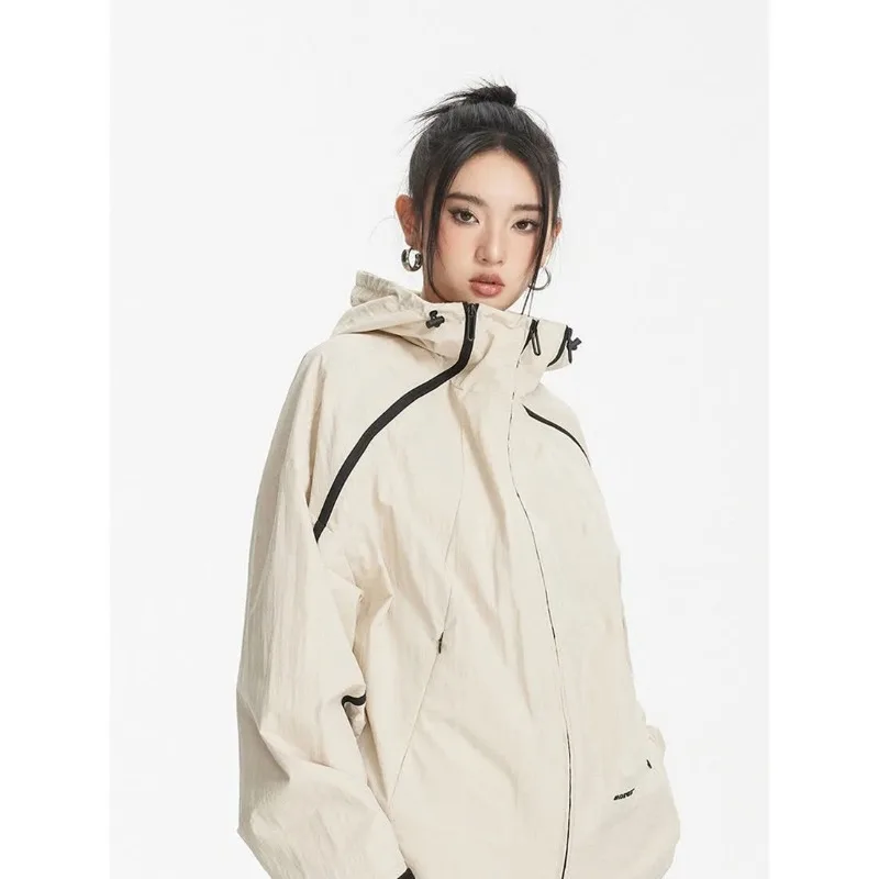 Top Trends: Deeptown Japanese Y2k Windbreaker Jacket Women Hooded Zip-up Oversize Anorak Vintage Streetwear Techwear Jackets Harajuku Tops Shoppable Styles