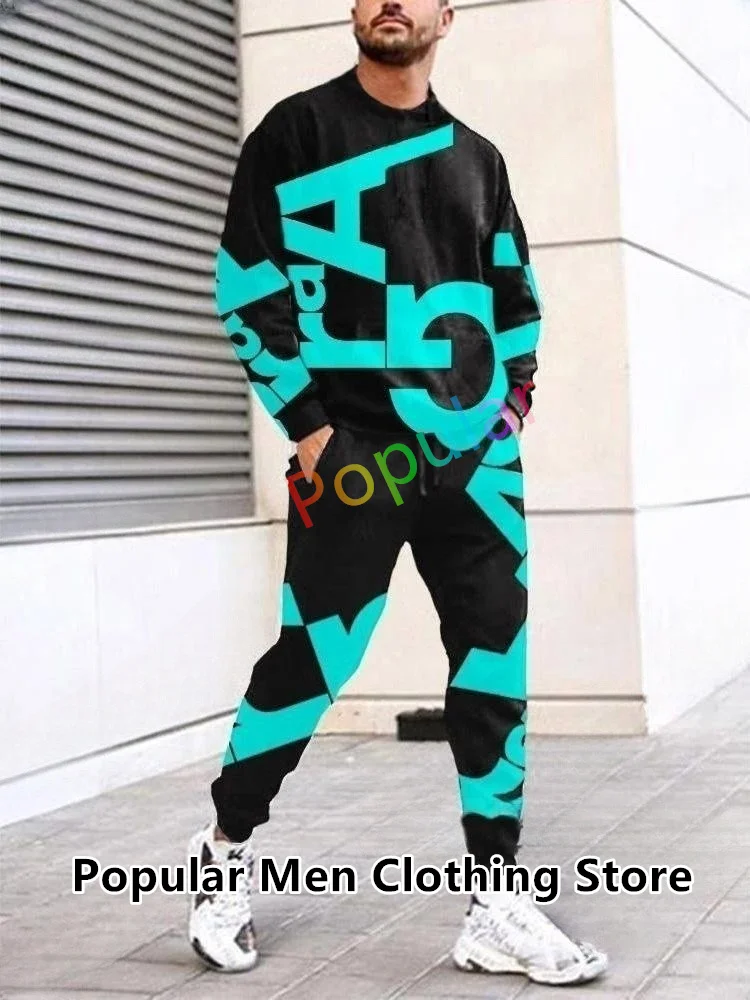 Top Trends: 2023 Fashion Men's Tracksuit Long Sleeve T-Shirt+ Trousers Set Letter Printed Casual Jogging Suit 2 Pieces Streetwear Outfits Shoppable Styles