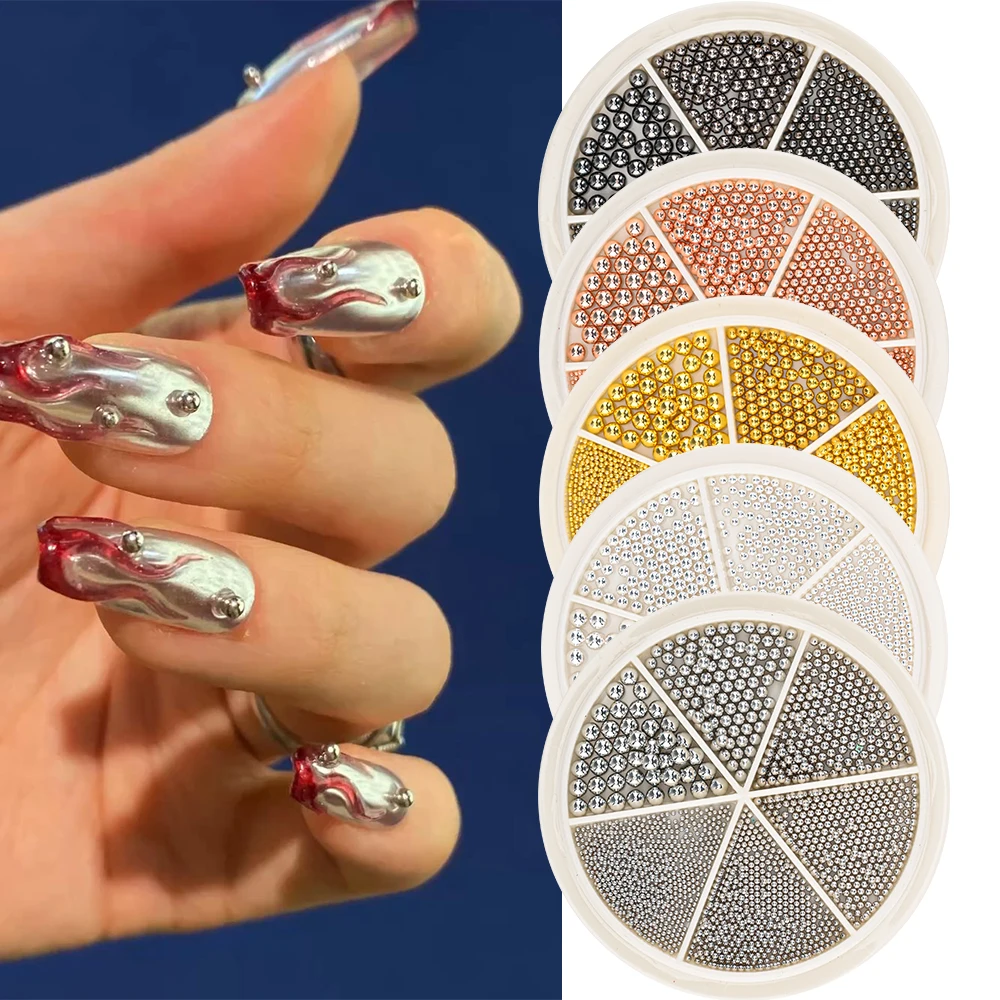 Top Trends: 1 Box Nail Art Caviar Beads Tiny Steel Rhinestones Mix Size 3D Nail Jewelry Rose Gold Silver Manicure DIY Decoration Accessories Shoppable Styles