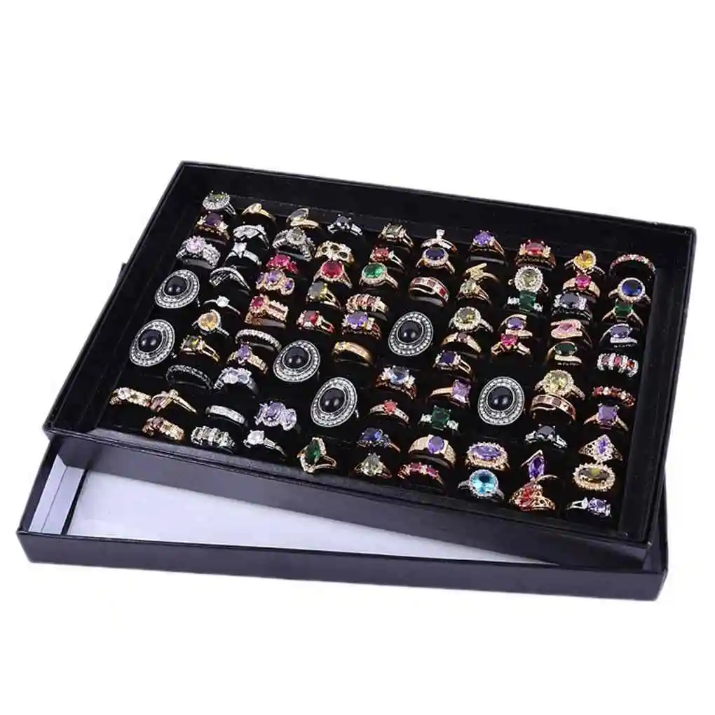 Top Trends: High Quality 1PC Universal Jewelry 100 Slots Rings Display Stand Storage Box Ring Box Jewelry Organizer Holder Show Case Box Shoppable Styles