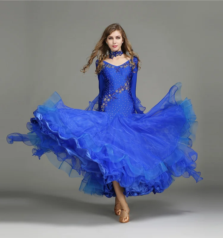 Top Trends: Standard Ballroom Dance Dresses Of High Quality Long Sleeve Flamenco Dancing Skirt Women Cheap Stage Waltz Ballroom Dress Shoppable Styles - Image 2