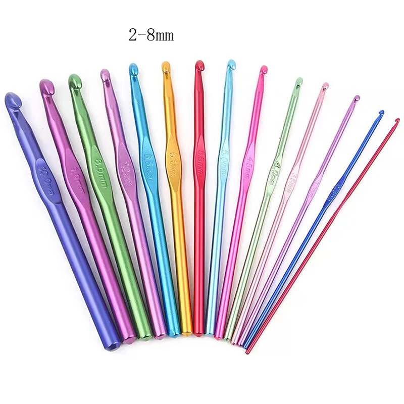 Top Trends: 12Pcs / set Crochet Hooks / Needles Colorful Alumina Knitting Hooks 2-8mm Yarn Sewing Accessories Tools DIY Craft Knit Needle Tool Shoppable Styles