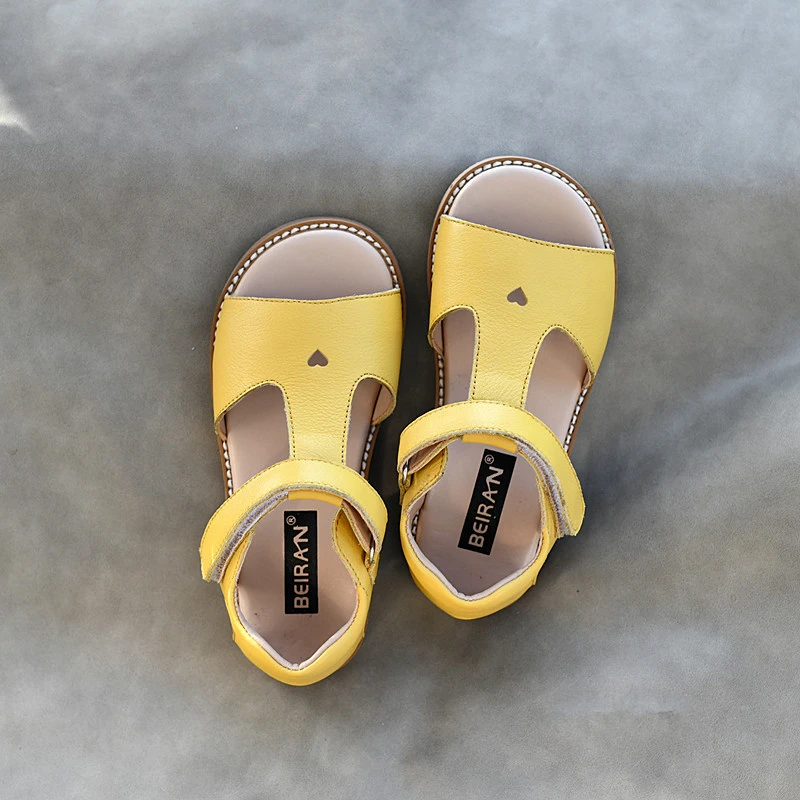 Top Trends: Genuine Leather Girls Sandals Cute Heart Open Toes Soft Cowhide Children's School Shoes Baby Garden Shoes Kids Sandals Size 33 Shoppable Styles