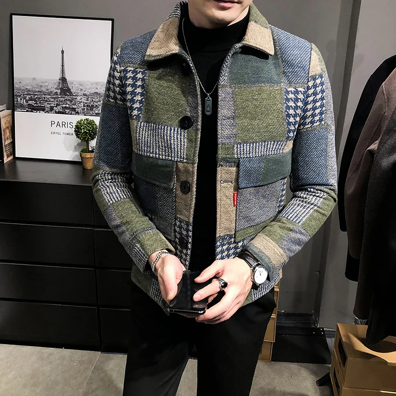 Top Trends: 2022 Autumn And Winter Fashion New Men's Casual Lapel Hoodless Jacket / Male Slim Plaid Woolen Coat Shoppable Styles - Image 3