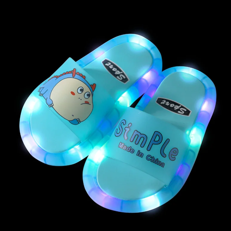 Top Trends: 2024 Footwear Luminous Jelly Summer Children's LED Slipper Girls Slippers PVC Non-slip Beach Sandals Kids Home Bathroom Blue Shoppable Styles