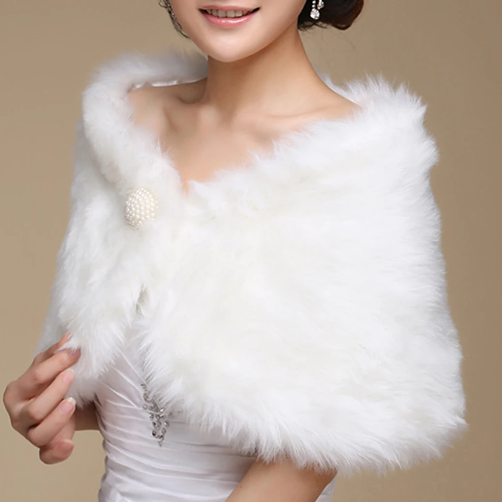 Top Trends: Elegant Women Wedding Jackets White Black Faux Fur Accessory Bridal Shawl Wraps Cape Winter Evening Party Coat Cloak Shoppable Styles - Image 2