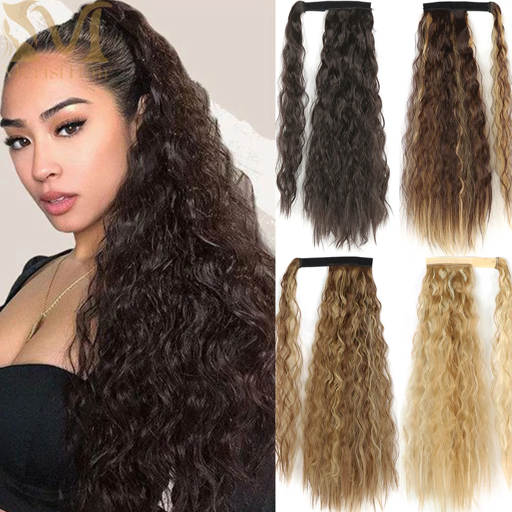 Top Trends: Long Curly Ponytail Synthetic Deep Wave Ponytail For Women 22 34Inch Clip In Hair Extension Clip In Wrap Around Ponytail Shoppable Styles