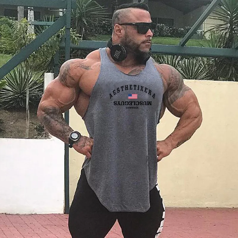 Top Trends: Mens Muscle Oversize Tank Top Musculation Fashion Fitness Breathable Singlets Gym Clothing Bodybuilding Workout Sleeveless Vest Shoppable Styles