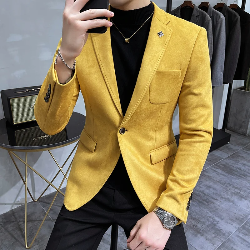 Top Trends: 2023 Hombre Suit Leather Jacket Men Terno Masculino Men Clothing Deerskin Leather Jacket Blazer Men Casual Slim Blazer 6 Color Shoppable Styles