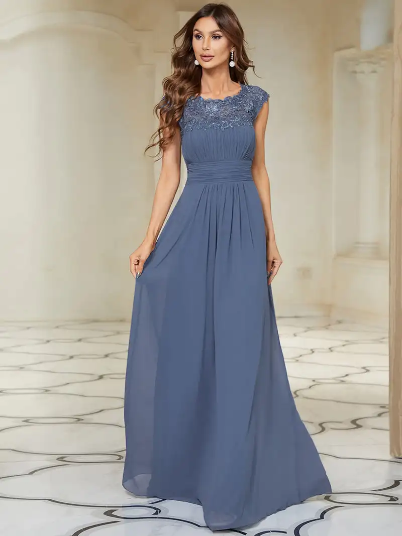 Top Trends: Elegant Evening Dresses Lace Long A-LINE Sleeveless O-neck 2024 Ever Pretty Of Dusty Navy Simple Bridesmaid Dress Women Shoppable Styles