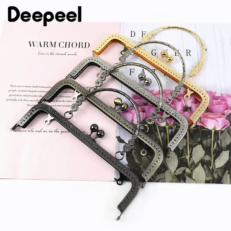 Top Trends: 1 / 2 / 5Pcs Deepeel 20.5cm Embossed Bags Handle Purse Frames Clutch Kiss Clasp Sewing Brackets DIY Metal Bag Handles Accessories Shoppable Styles - Image 2