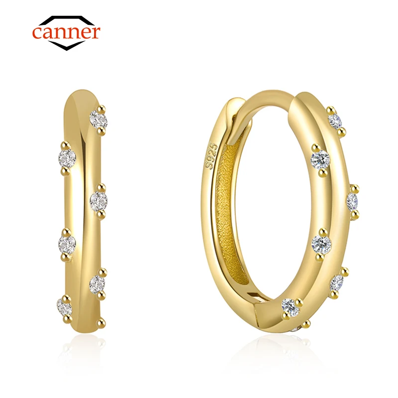 Top Trends: CANNER 925 Sterling Silver Glossy Hoop Earrings Gold Color Tiny Cartilage Piercing Small Huggie Earring Fine Jewelry Accessories Shoppable Styles