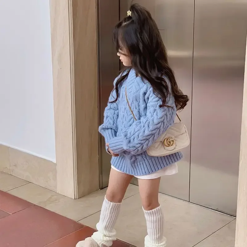 Top Trends: Girls Sweaters Warm 2023 Autumn Winter Knit Pullover Top O-neck Fashion All-match Casual Korean Version Kids Clothes For Girls Shoppable Styles