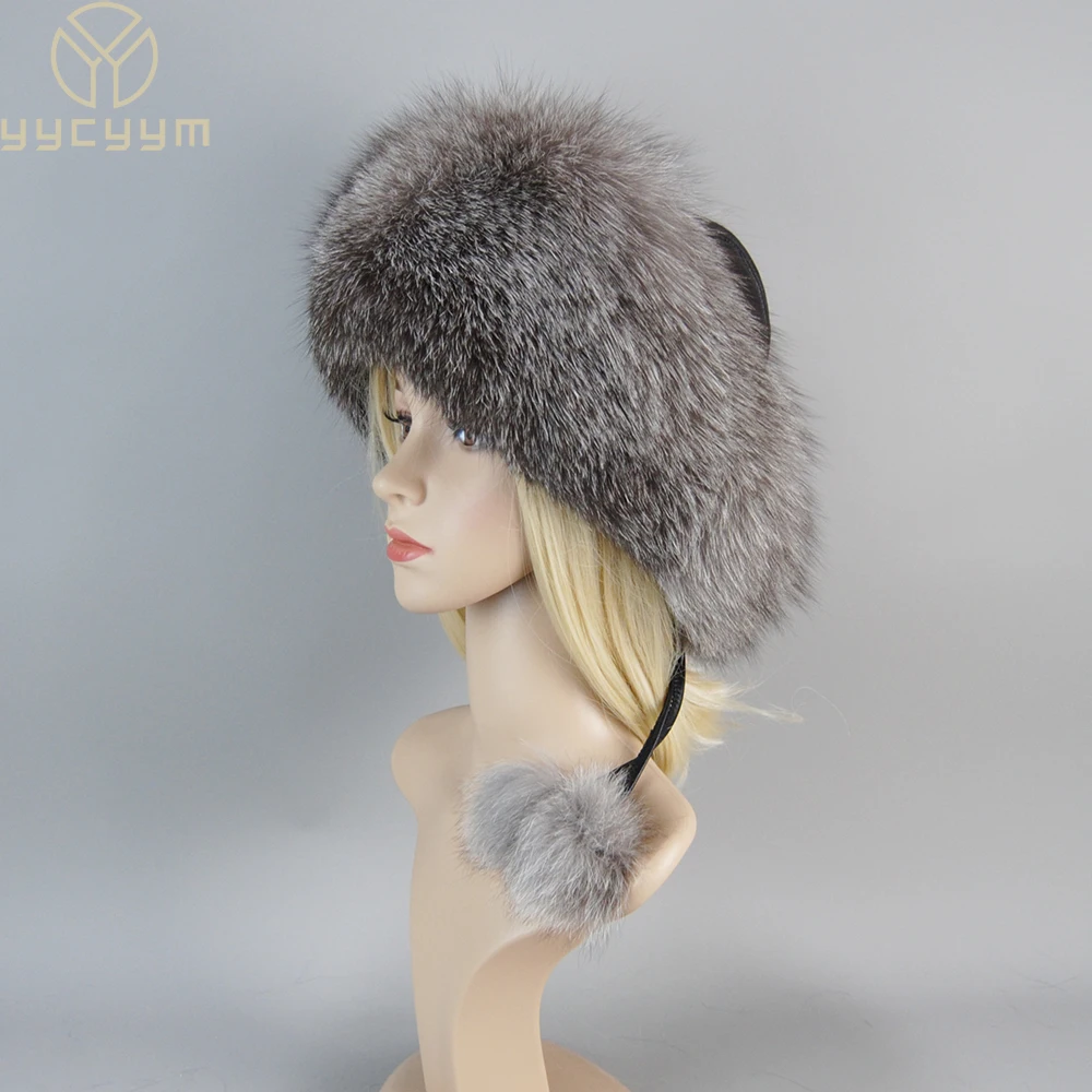 Top Trends: Hot Sale 100% Natural Fox Fur Hat Women Cap Thick Fur Cap Winter Warm Hat Female Fashion For Women Hat With Earmuffs Hat Shoppable Styles