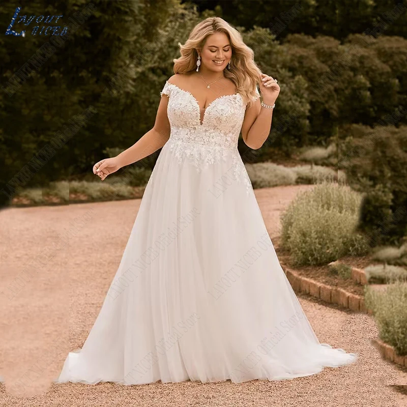 Top Trends: LAYOUT NICEB Wedding Dresses For Woman Plus Size Lace Off Shoulder Applique Bride Gown Elegant A Line Tulle Vestidos Novias Boda Shoppable Styles