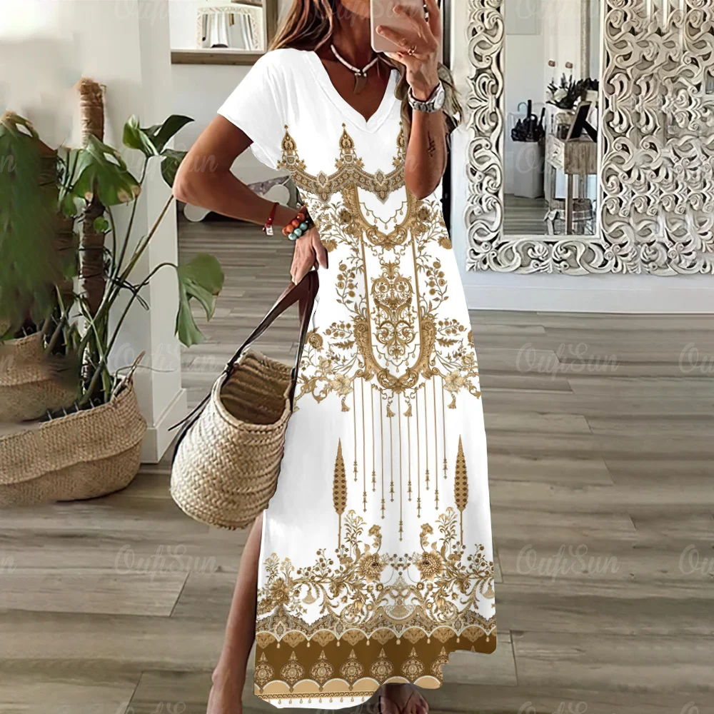 Top Trends: Bohemian Print Women's Dresses 2023 Summer And Autumn Elegant Beautiful Dress Sexy Loose Daily Holiday Party Dress Y2k Clothing Shoppable Styles