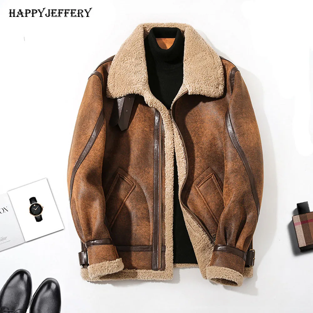 Top Trends: High Quality Mens Winter PU Leather Coats Overcoat Jackets Thick Warm Wool Fleece Fur Men Leather Jacket Coat LC04 Shoppable Styles