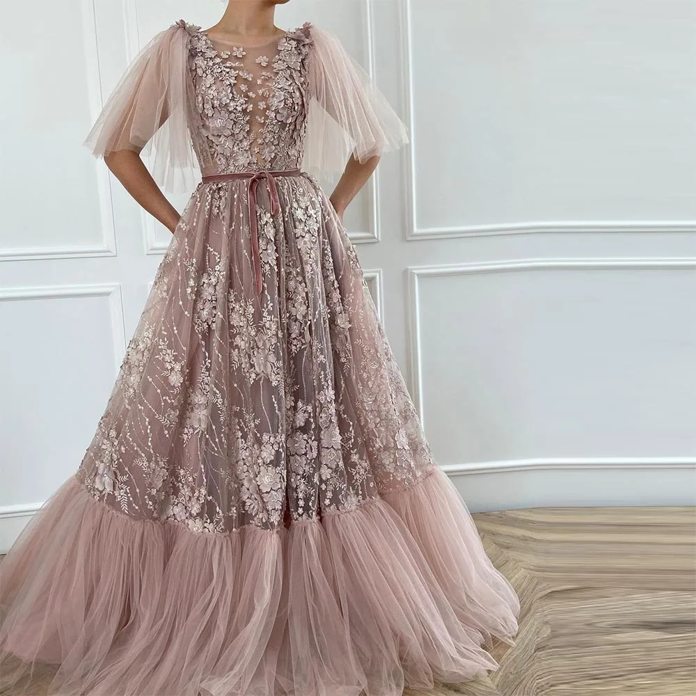 Top Trends: Sevintage Gorgeous Tulle Long Prom Dresses 3D Flowers Lace Appliques Embroidery A-Line Evening Gowns Formal Party Dress 2022 Shoppable Styles