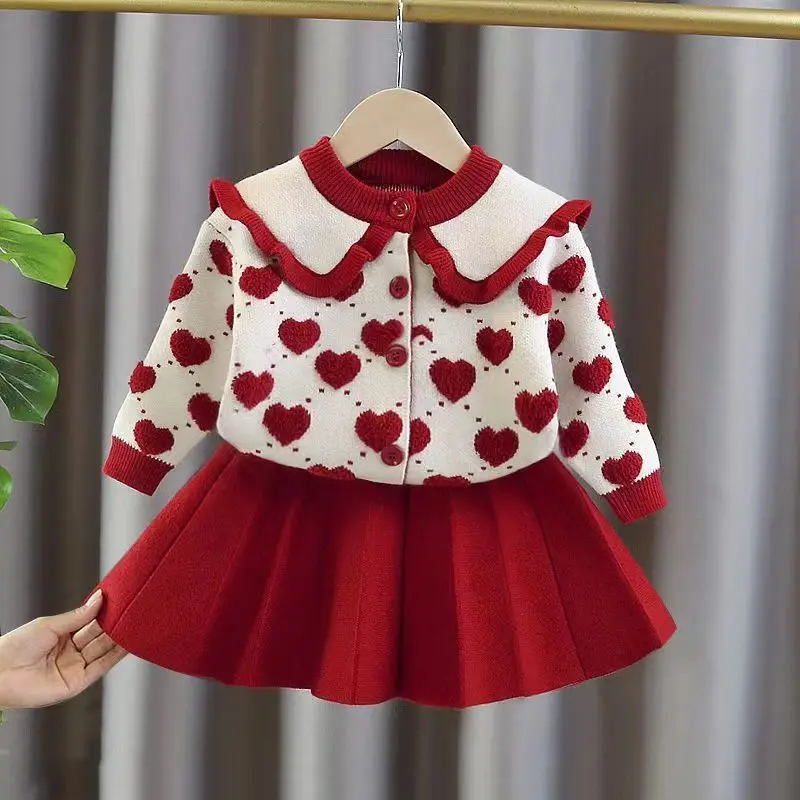 Top Trends: Girls' Baby Sweater Set Spring And Autumn Outwear Dress Children's Thickened Knitted Top Versatile Princess Dress Shoppable Styles