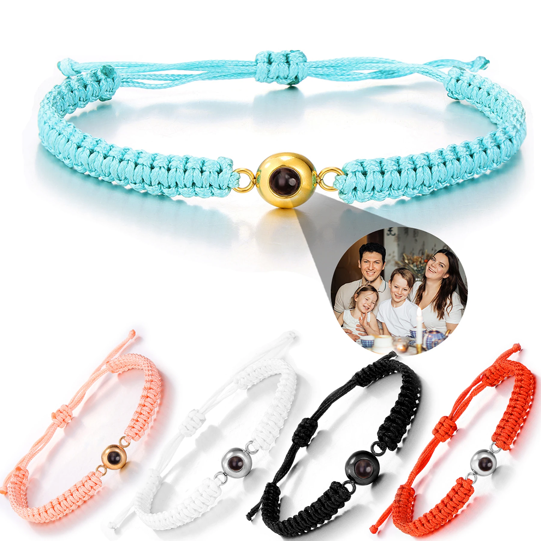 Top Trends: Wholesale New Projection Bracelets Stainless Circle Photo Bracelet Customized Colorful Woven Projection Bracelet Adjustable Shoppable Styles