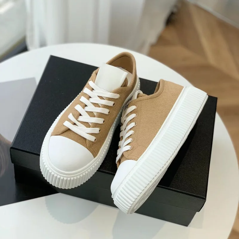 Top Trends: High Quality Lace Up Round Toe Thick Sole Canvas Women&#039;s Shoes 2023 Spring And Autumn New Sports Versatile Women&#039;s Shoes (AAA) Shoppable Styles