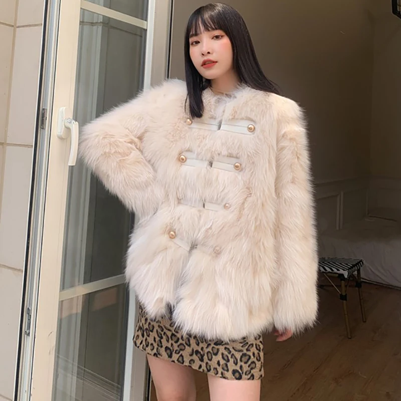 Top Trends: Winter Warm Women Faux Fur Coat Korean Fashion Lady Soft Light Weight Long Sleeves Double Breast Modern Girls Fur Coat Shoppable Styles