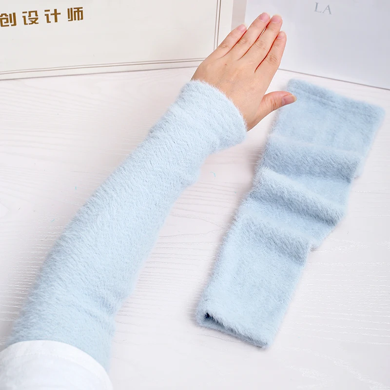 Top Trends: Autumn Winter Hand Arm Warmers Sleeves Women Stretch Thicken Knitted Fashion Mink Fur Casual Warm Soft Sleeve Shoppable Styles