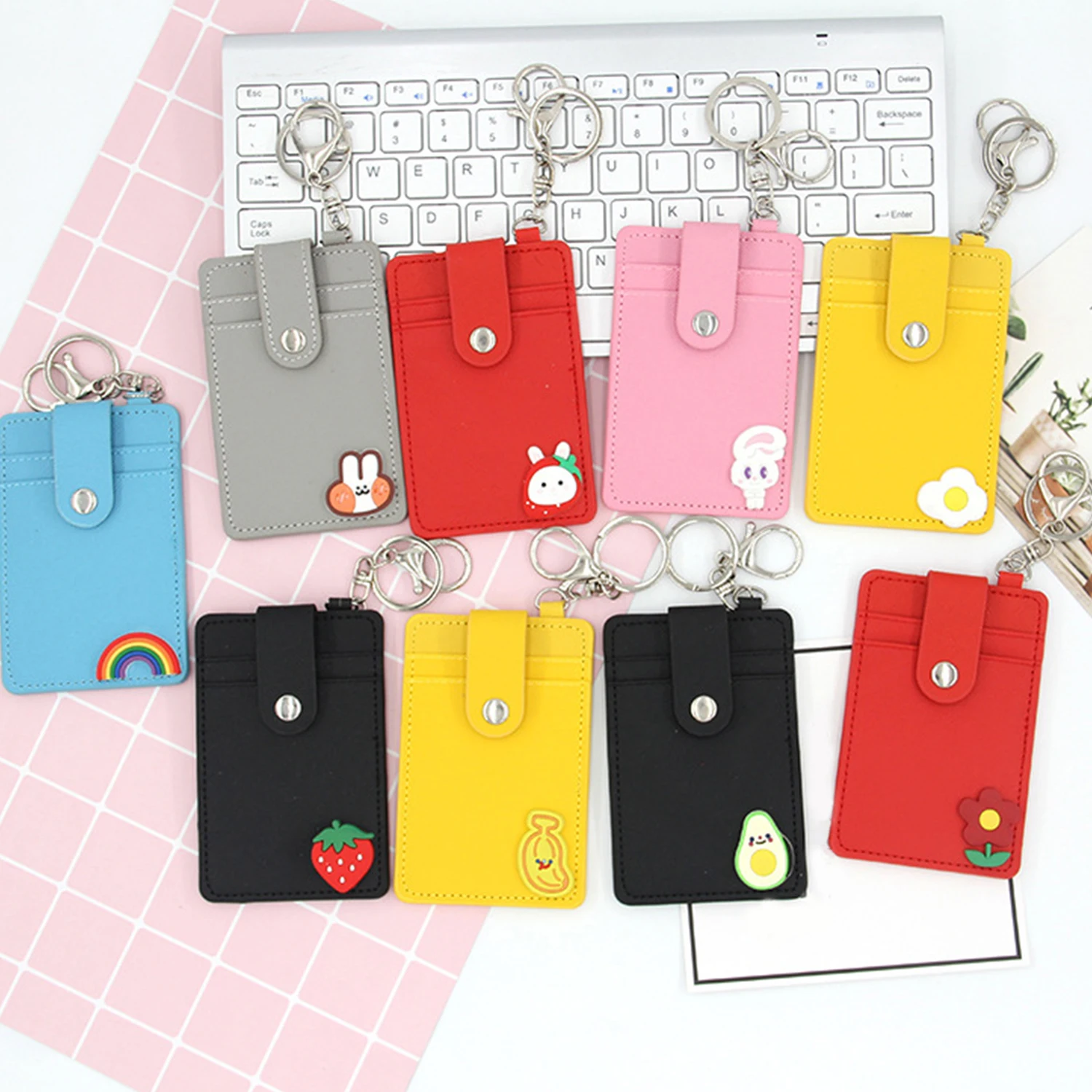 Top Trends: 1Pc Bank Credit Card Holder Bus ID Cards Holders Women Men Fashion Card Bags Keychain Cute Cartoon Card Case Key Chain Ring Shoppable Styles