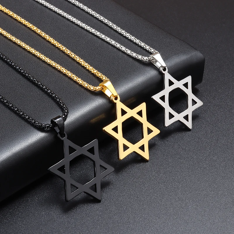 Top Trends: Trendy Classic Hexagram Star Of David Pendant Jewish Religious Stainless Steel Necklace Men's Casual Amulet Jewelry Gift Shoppable Styles