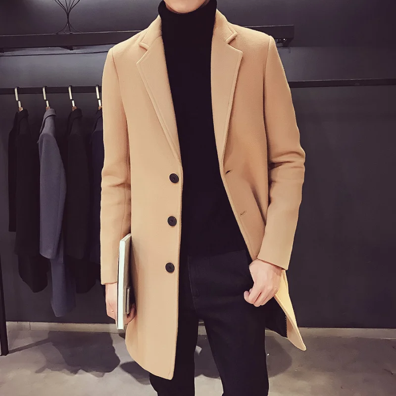 Top Trends: 2024 Fashion Men Wool &amp; Blends Mens Casual Business Trench Coat Mens Leisure Overcoat Male Punk Style Blends Dust Coats Jackets Shoppable Styles