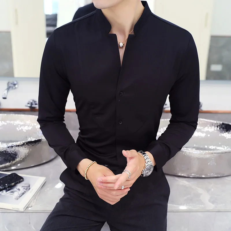 Top Trends: 2023 New Style Male Casual Dress Spring Long Sleeve Shirts / Men&#039;s High Quality Stand Collar Business Shirts / Plus Size S-5XL Shoppable Styles