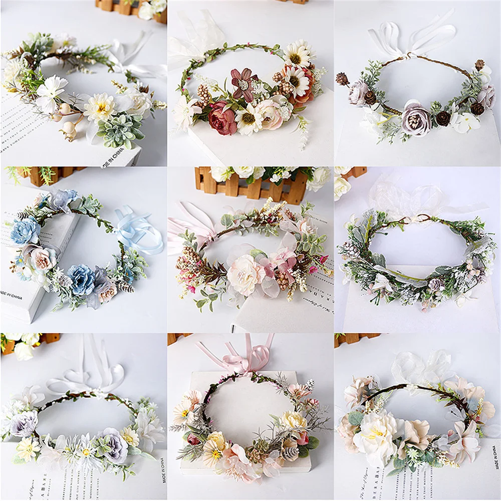 Top Trends: New Fashion Flower Crown Bride Wedding Hair Accessories Gorgeous Flower Headbands Braided Hair Vine Hair Ornament For Women Girl Shoppable Styles