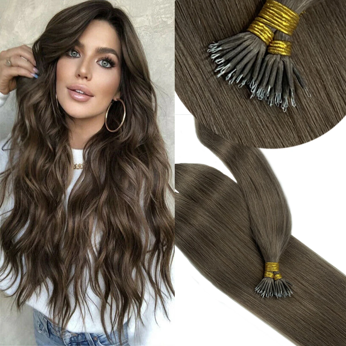 Top Trends: NNHAIR 100% Human Hair Extensions Remy Hair Tip Nano Ring Micro Beads Real Hair 14Inches-24Inches 0.8G / S-1.0G / S 50S Shoppable Styles