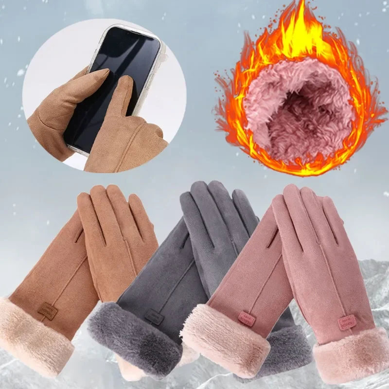 Top Trends: Cotton Suede Gloves Autumn Winter Women Girls Plush Thicken Warm Gloves Outdoor Cold-Proof Cycling Casual Gloves Elegant Gifts Shoppable Styles