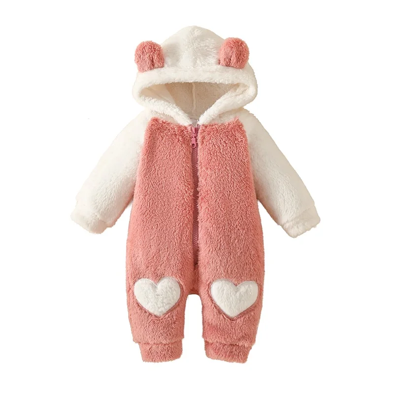 Top Trends: BeQeuewll Infant Baby Winter Fuzzy Jumpsuit Bear Ear Snowsuit Newborn Hooded Romper Warm Coat Long Sleeve Closure Romper Shoppable Styles