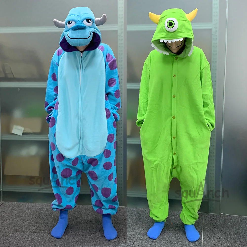 Top Trends: Zipper Sully Onesies Button Mike Pajama Couple Anime Monster Kigurumis Women Men Pajama Halloween Outfit Winter Homewear Unisex Shoppable Styles