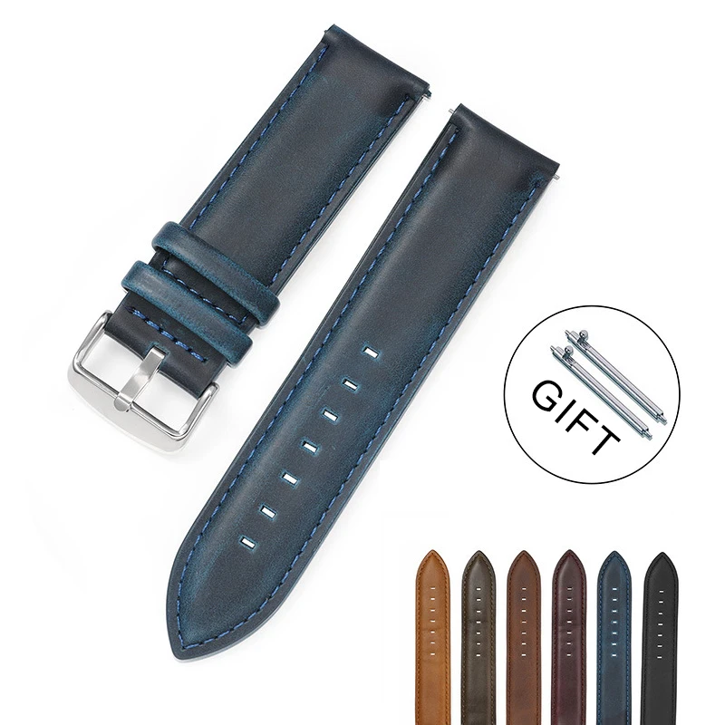 Top Trends: Oil Tanned Leather 22mm 20mm 18mm Watchband Quick Release Watch Band Strap Black Red Brown For Men Women Compatible With Fossil Shoppable Styles