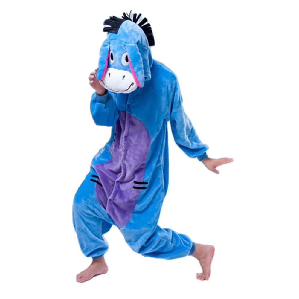 Top Trends: Soft Flannel Cartoon Anime Animal Onesies Pajama Donkey Costume For Adults Halloween Carnival Party Clothing Shoppable Styles