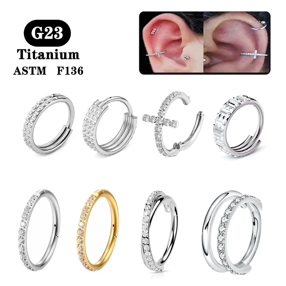 Top Trends: G23 Titanium Earrings Hoop Round Tragus Cartilage Helix Daith Lip Hinged Clicker Segment Ear Nose Ring Body Piercing Jewelry Shoppable Styles