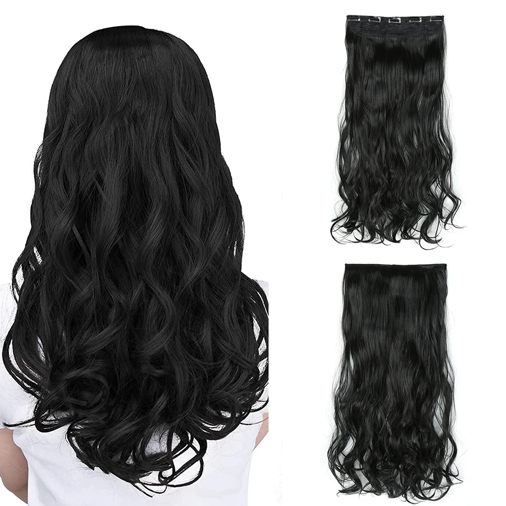 Top Trends: 5 Clips Style Synthetic 20 Inch Extended Straight Hair Extensions Natural Black Brown Women&#039;s Hair Patches For Girl Daily Use Shoppable Styles