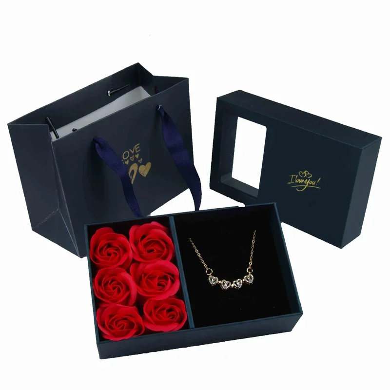 Top Trends: Dropshipping Immortal Flower Jewelry Box Six Roses Window Gift Box Ring Earrings Pendant Jewelry Box Necklace For Women Shoppable Styles