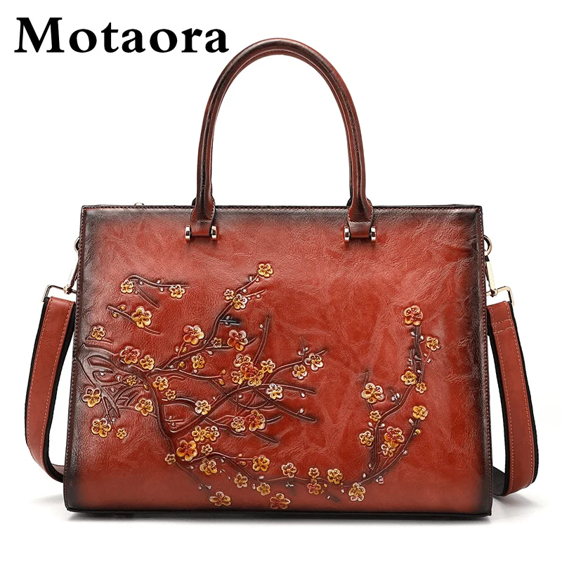 Top Trends: MOTAORA Vintage Embossed Women Shoulder Bag Leather Top-handle Bags Ladies Large Capacity Messenger Bags Floral Female Tote Bag Shoppable Styles