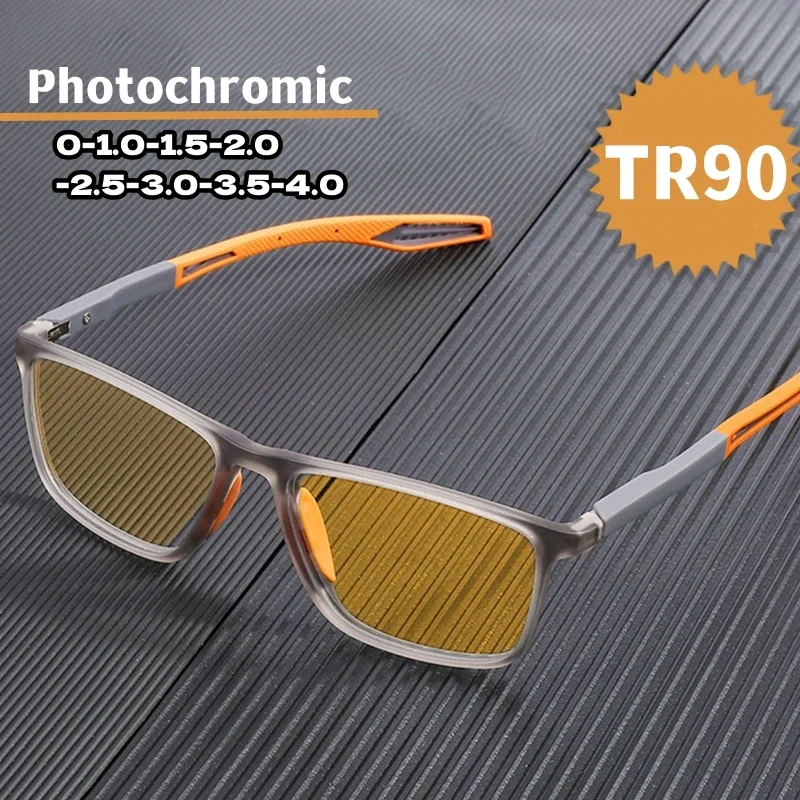 Top Trends: Men Ultralight Photochromic Glasses TR90 Frame Myopia Eyeglasses Women Male Vintage Color Changing Sunglasses Eyewear 0 To -4.0 Shoppable Styles